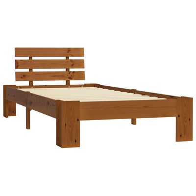 vidaXL Bed Frame without Mattress Honey Brown Solid Pine Wood 90x200 cm