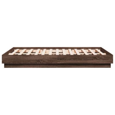 vidaXL Bed Frame with LED without Mattress Brown Oak 140x190 cm