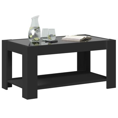 vidaXL Coffee Table with LED Black 93x53x45 cm Engineered Wood