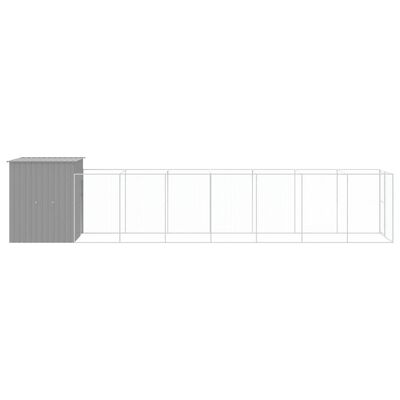 vidaXL Dog House with Run Light Grey 165x863x181 cm Galvanised Steel