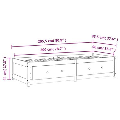 vidaXL Day Bed without Mattress Honey Brown 90x200 cm Solid Wood Pine