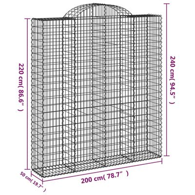 vidaXL Arched Gabion Baskets 4 pcs 200x50x220/240 cm Galvanised Iron