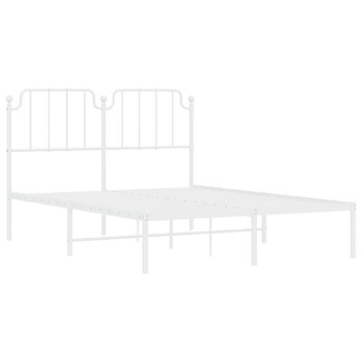 vidaXL Metal Bed Frame without Mattress with Headboard White 135x190 cm Double