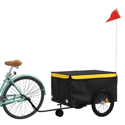 vidaXL Bike Trailer Black and Yellow 45 kg Iron