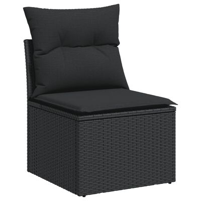 vidaXL 11 Piece Garden Sofa Set with Cushions Black Poly Rattan