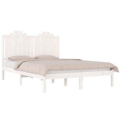 vidaXL Bed Frame without Mattress White Solid Wood Small Double