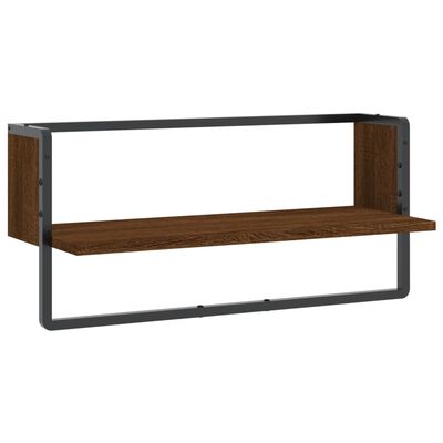 vidaXL Wall Shelf with Bar Brown Oak 65x25x30 cm