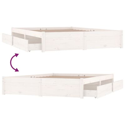 vidaXL Bed Frame without Mattress with Drawers White Double