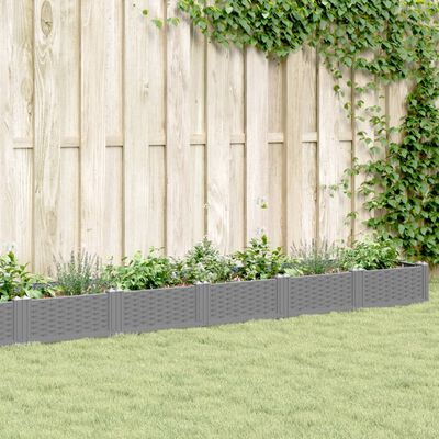 vidaXL Garden Planter with Pegs Light Grey 362.5x42.5x28.5 cm PP