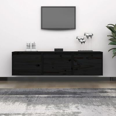 vidaXL TV Cabinets 3 pcs Black Solid Wood Pine