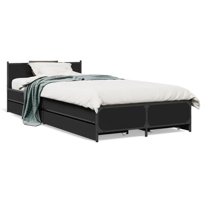 vidaXL Bed Frame with Drawers without Mattress Black 90x200 cm