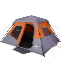 vidaXL Family Tent 6-Person Grey and Orange Quick Release Waterproof