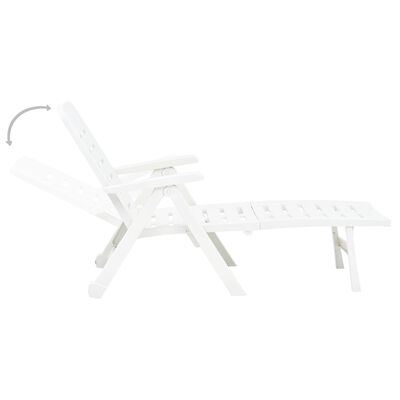 vidaXL Folding Sun Lounger Plastic White