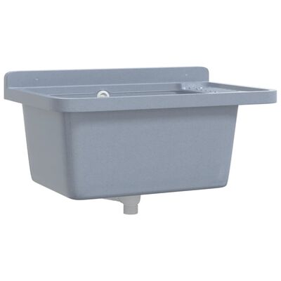 vidaXL Sink Washbasin for Wall Mounting Grey 60x40x28 cm Resin