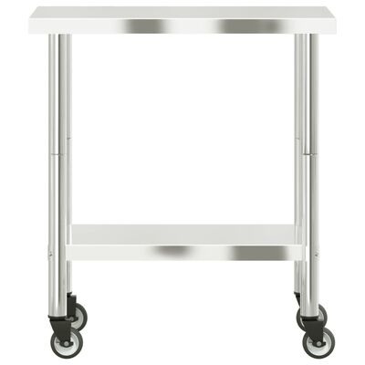 vidaXL Kitchen Work Table with Wheels 82.5x55x85 cm Stainless Steel