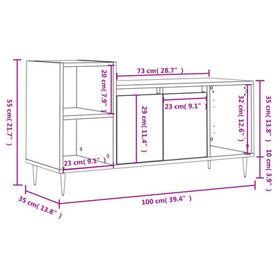 vidaXL TV Cabinet Grey Sonoma 100x35x55 cm Engineered Wood