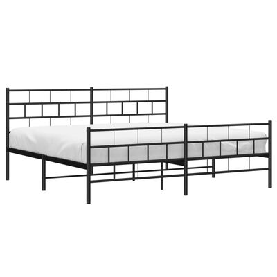 vidaXL Metal Bed Frame without Mattress with Footboard Black 183x213 cm