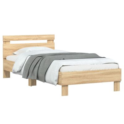 vidaXL Bed Frame without Mattress with Headboard Sonoma Oak 90x190 cm Single