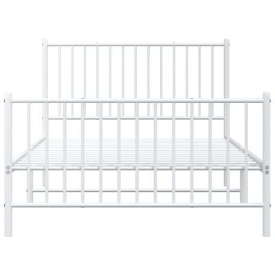 vidaXL Metal Bed Frame without Mattress with Footboard White 107x203 cm