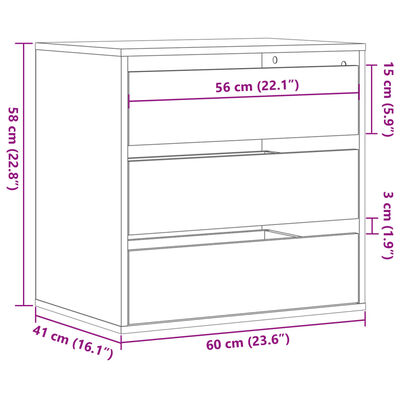 vidaXL Corner Chest of Drawers Black 60x41x58 cm Engineered Wood