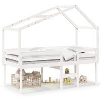 vidaXL High Sleeper Bed without Mattress White 75x190 cm Small Single Solid Wood Pine