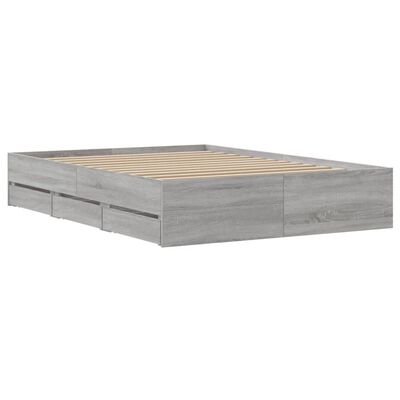 vidaXL Bed Frame with Drawers without Mattress Grey Sonoma 120x190 cm Small Double