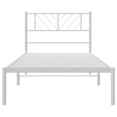 vidaXL Metal Bed Frame without Mattress with Headboard White 90x200 cm