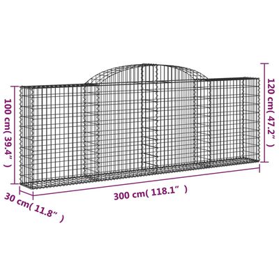 vidaXL Arched Gabion Baskets 30 pcs 300x30x100/120 cm Galvanised Iron