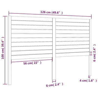 vidaXL Bed Headboard Honey Brown 126x4x100 cm Solid Wood Pine