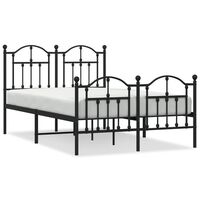 vidaXL Metal Bed Frame without Mattress with Footboard Black 120x190 cm Small Double