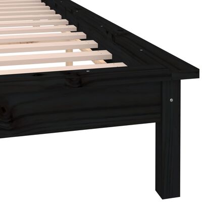 vidaXL LED Bed Frame without Mattress Black 120x190 cm Small Double Solid Wood