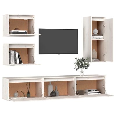 vidaXL TV Cabinets 6 pcs White Solid Wood Pine