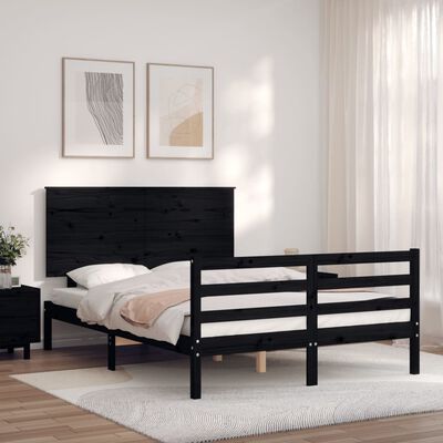 vidaXL Bed Frame without Mattress Black 120x200 cm Solid Wood