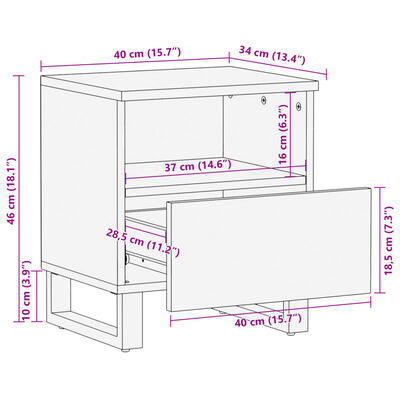 vidaXL Bedside Cabinets 2 pcs 40x33x46 cm Solid Wood Mango