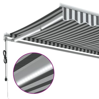 vidaXL Automatic Retractable Awning with LED Anthracite&White 600x350 cm