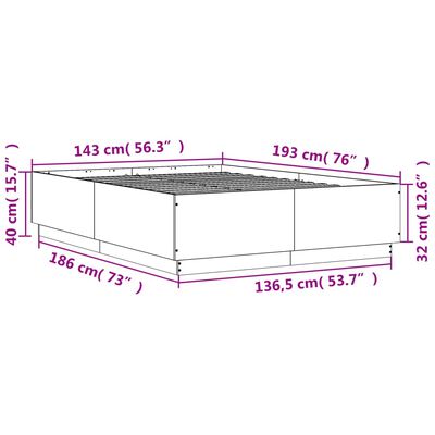 vidaXL Bed Frame without Mattress Smoked Oak 140x190 cm