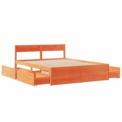 vidaXL Bed Frame without Mattress Wax Brown 160x200 cm Solid Wood Pine