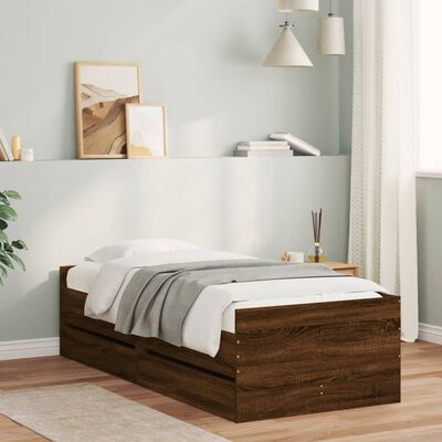 vidaXL Bed Frame without Mattress Brown Oak 75x190 cm Small Single