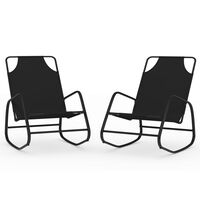 vidaXL Rocking Sun Loungers 2 pcs Black Steel and Textilene