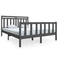 vidaXL Bed Frame without Mattress Grey King Size Solid Wood