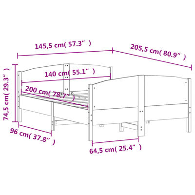 vidaXL Bed Frame without Mattress 140x200 cm Solid Wood Pine