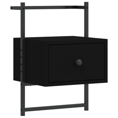 vidaXL Bedside Cabinets Wall-mounted 2 pcs Black 35x30x51 cm Engineered Wood