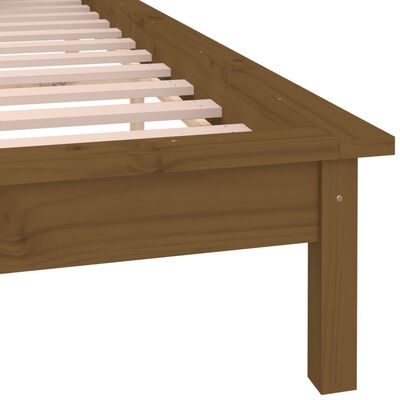 vidaXL LED Bed Frame without Mattress Honey Brown 150x200 cm King Size Solid Wood