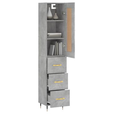 vidaXL Highboard Concrete Grey 34.5x34x180 cm Engineered Wood