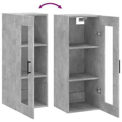 vidaXL Wall Mounted Cabinet Concrete Grey 34.5x34x90 cm