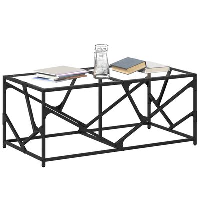 vidaXL Coffee Table with Transparent Glass Top 98.5x50x41 cm Steel