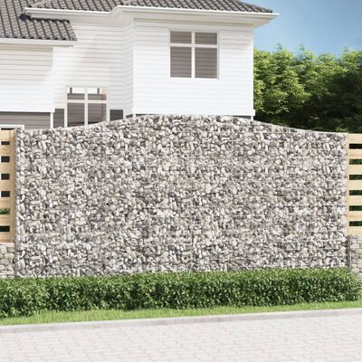 vidaXL Arched Gabion Basket 400x50x200/220 cm Galvanised Iron