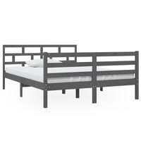 vidaXL Bed Frame without Mattress Grey Solid Wood 140x190 cm (810412+814196)