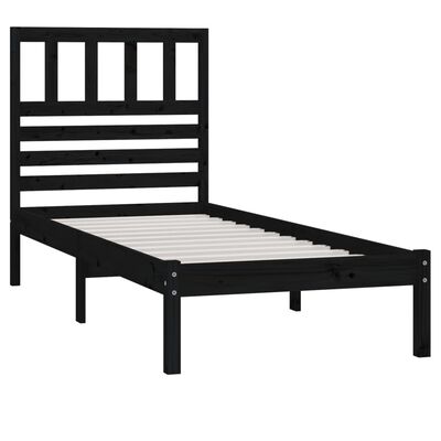 vidaXL Bed Frame without Mattress Black 90x190 cm Single Solid Wood Pine