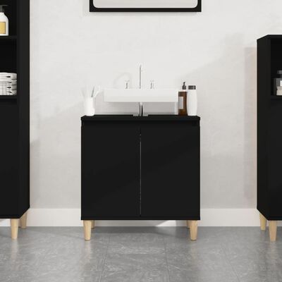 vidaXL Sink Cabinet Black 58x33x60 cm Engineered Wood